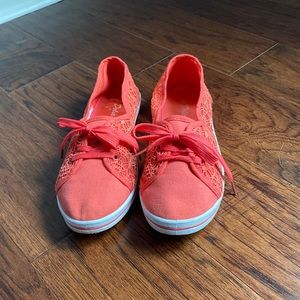 Coral Lace Slip On Flats
